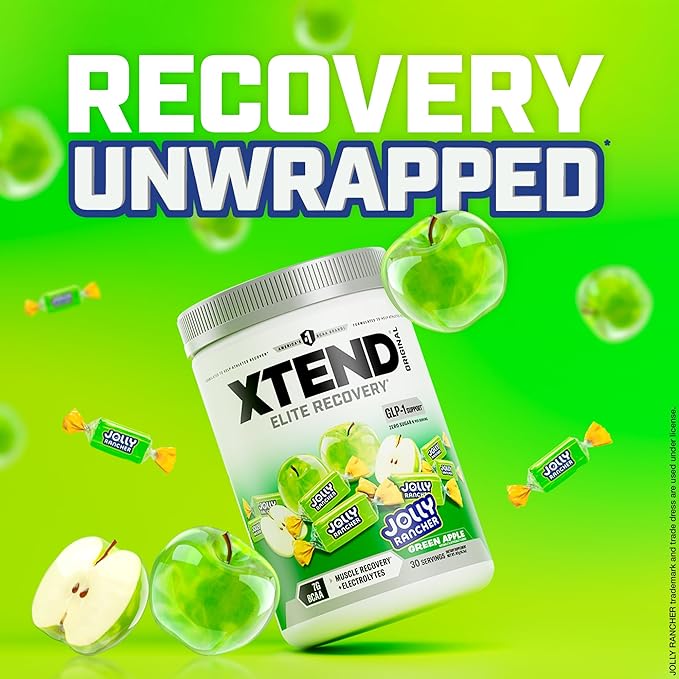 Xtend Original BCAA Powder 7g BCAAs and 2.5g L-Glutamine for Muscle Recovery Hydration and Lean Muscle Sugar Free Intra and Post Workout Drink with Green Apple Jolly Rancher 30 Servings