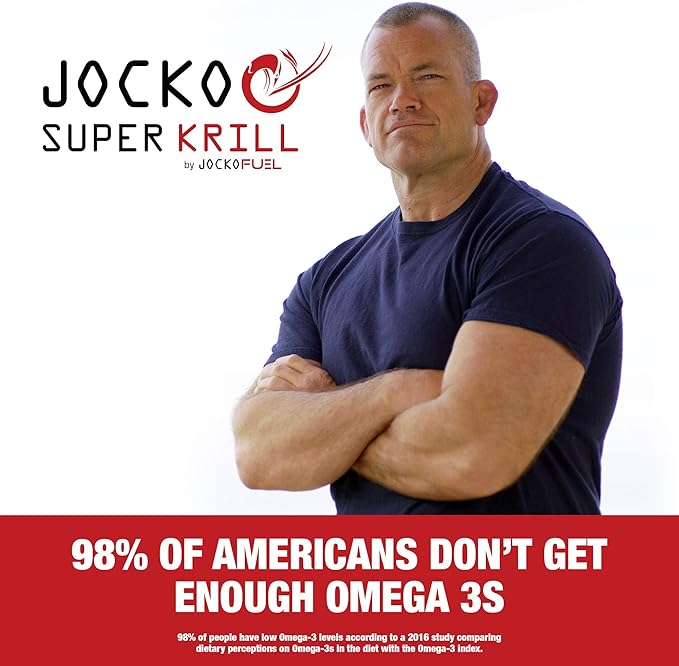 Jocko Fuel Antarctic Krill Oil Omega 3 Fatty Acid Supplements DHA &amp EPA - 1000mg Softgels - Supports Joints Mobility &amp Mental Function (60 Softgels)