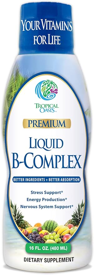 Premium Liquid B Complex Vitamin- Fast Absorbing Liquid B-Complex Supplement w/ all 8 B-vitamins PLUS energizing herbal blend w/ Ginseng Ginkgo and Eleuthero Root - Vegan NON-GMO - 16oz 32 Serv