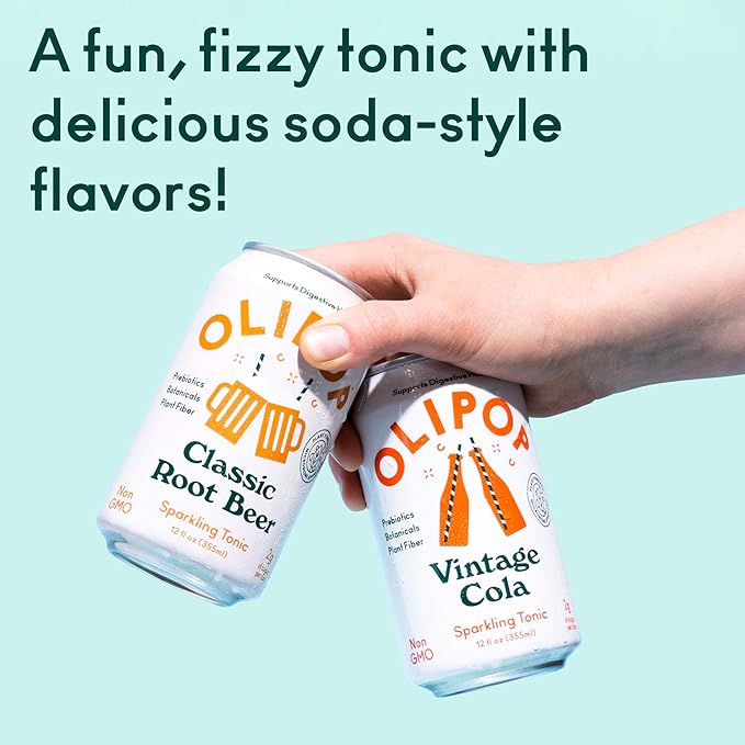 OLIPOP - Old School Classics Variety Pack Healthy Soda Prebiotic Soft Drink Aids Digestive Health High Fiber Low Calorie Low Sugar (12 oz 12-Pack)