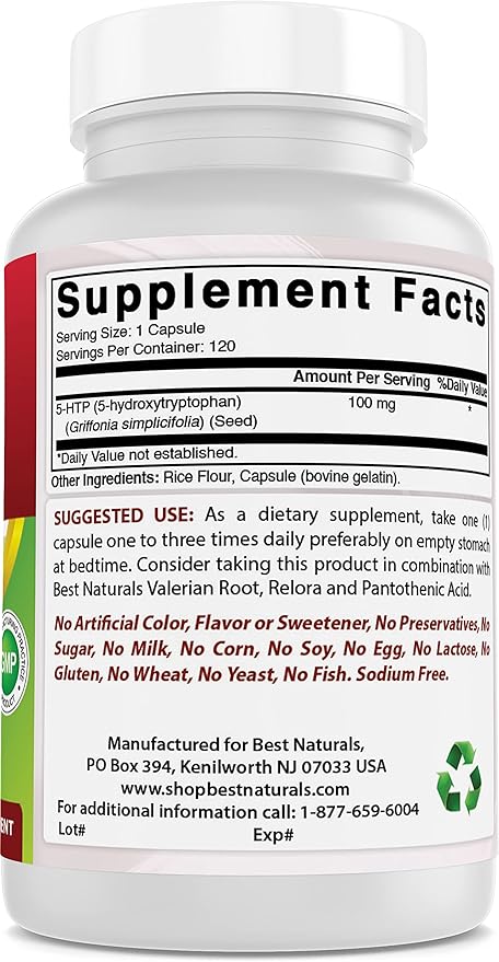 Best Naturals 5-HTP (5-hydroxytryptophan) 100 mg &amp GABA 750 mg