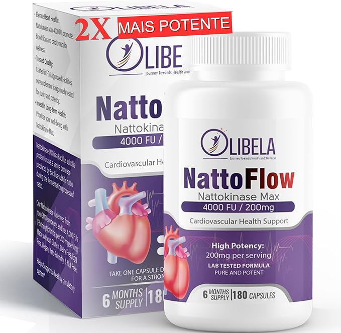 Nattokinase 4000 FU 180 Capsules Supports Heart Health Circulatory System &amp Normal Blood Flow. Enzymes for Overall Blood Health Detox &amp Cleanse. Non-GMO Vegan - 6 Months Supply