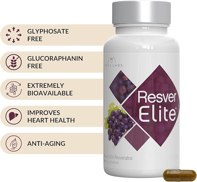 Mara Labs ResverElite | Bioavailable Resveratrol | Vegan No Fillers and Non-GMO | 30 Vegan Capsules