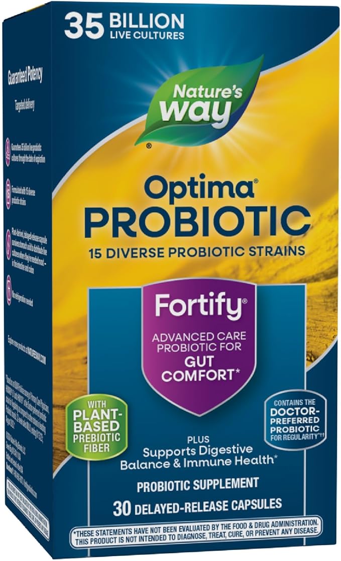 Nature’s Way Fortify Optima Daily Probiotic 35 Billion 15 Strains Prebiotic 30 Capsules