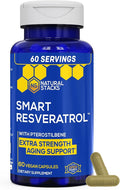 Resveratrol Supplement - 250mg Trans-Resveratrol &amp 10mg Trans-Pterostilbene - Antioxidants Supplement with 200mg Red Wine Extract - Extra Strength Aging Support - 60 Japanese Knotweed Capsules