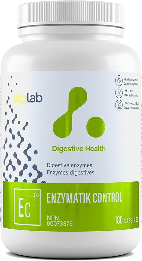 ATP LAB - Enzymatik Control 180 Capsules 90-Day Supply - Enhances Appetite and Supports Digestion - Contains Digestive Enzymes - Prevent Nausea and Increase Bile Flow