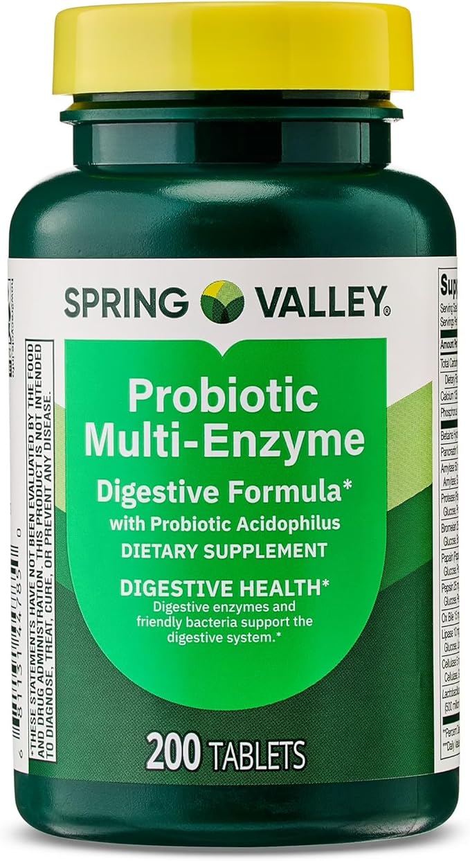 Probiotic Multi-Enzyme Digestive Formula Tablets – 200 Count – Supports Digestion Bloating &amp Gut Health