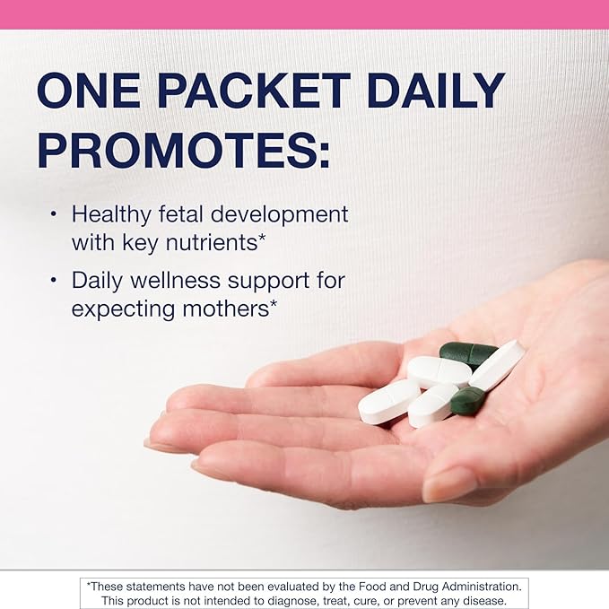 Metagenics Fem Prenatal - Prenatal Vitamin &amp Mineral Packs with Folate Choline Iron &amp Biotin - Supports Fetal &amp Brain Development - Non-GMO Gluten-Free Dairy-Free - cGMP Certified - 30