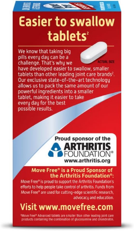 Move Free Advanced Plus MSM 120 tablets - Joint Health Supplement with Glucosamine and Chondroitin (Pack of 4)