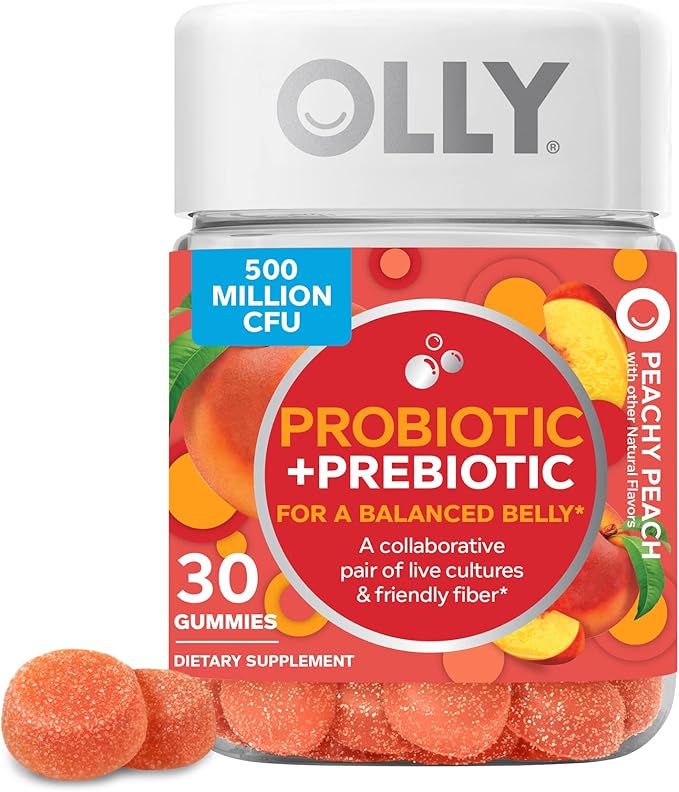 OLLY Metabolism Gummy Rings Apple Cider Vinegar Vitamin B12 Chromium Energy and Digestive Health Chewable Supplement Apple Flavor - 30 Count and OLLY Hello Happy Gummy Worms Mood Balance Suppor
