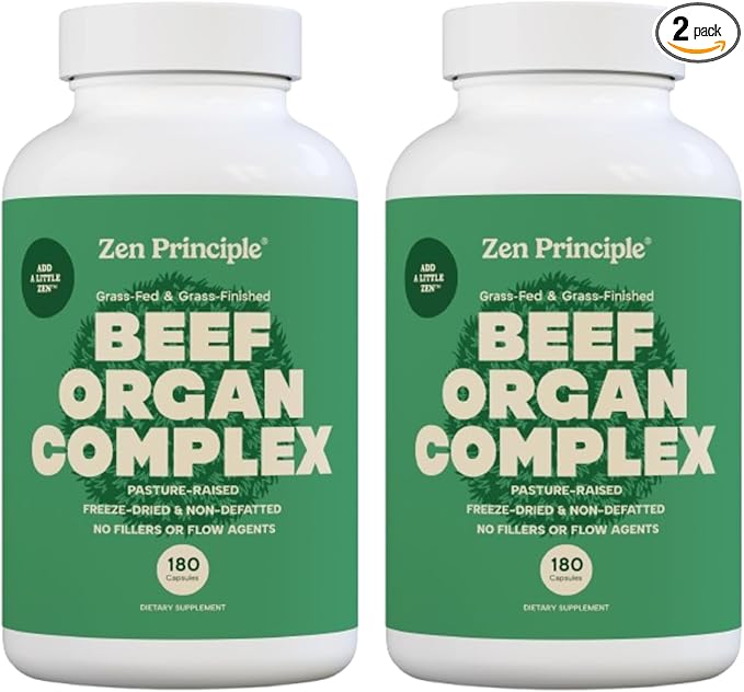 Zen Principle Grass Fed Beef Organs Supplement – Desiccated Liver Heart Kidney Pancreas Spleen Intestine &amp Tripe/Stomach – Grass-Fed &amp Grass-Finished on the Natural Pastures of New Zealan