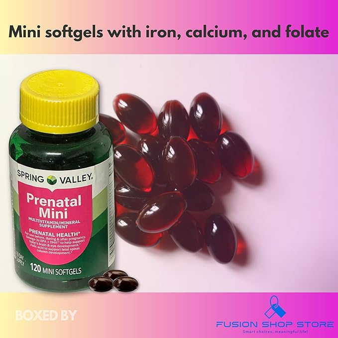 Prenatal Vitamins for Women- 120 Mini Softgels Multivitamin/Multimineral (Pack of 1) Boxed by Fusion Shop Store