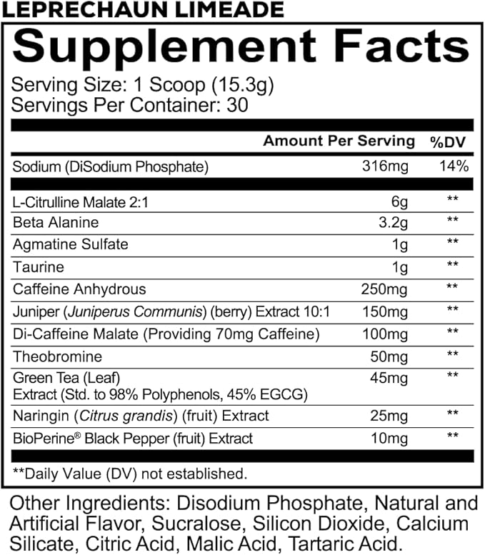 REDCON1 Total War Pre Workout - Leprechaun Limeade 320mg Caffeine Beta Alanine + L-Citrulline Malate Increase Pump &amp Focus (30 Servings)