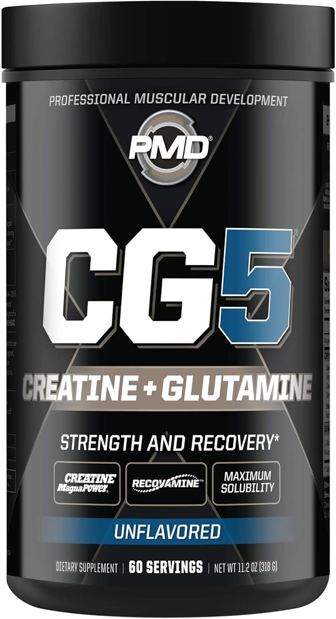 PMD Sports CG5 - Premium Creatine and L-Glutamine Powder (60 Servings) &amp PMD Sports BCAA Stim Free Amino Acids for Enhanced Recovery - Lemonade (30 Servings)
