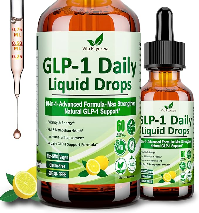 GLP-1 Support Liquid Drops 10-in-1 Formula with Berberine Ceylon Cinnamon Prebiotic Fiber &amp Green Tea Extract | Support Healthy Metabolism Digestive &amp Gut Health for Women &amp Men | Vega