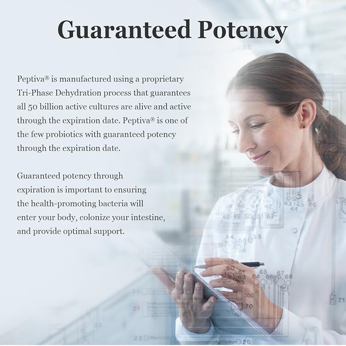 Peptiva Advanced 50 Billion CFU Probiotic - Digestive Relief - Clinically Validated Premium Probiotic 30ct