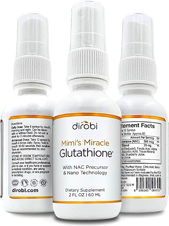 Mimi's Miracle Glutathione Spray Sublingual Antioxidant Reduced Glutathione Supplement with Ascorbic Acid Blueberry &amp Pomegranate Extracts Spray Dosage for Adults &amp Kids 4 Ounces