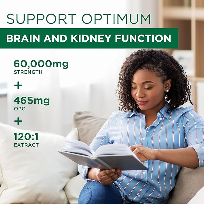 Grape Seed Extract Plus-Vitis Vinifera (60 Capsules)-60000 mg Strength 60 Vegan Capsules 465mg Polyphenols (Proanthocyanidins) Potent 120:1 2 Month Supply Non-GMO and All-Natural
