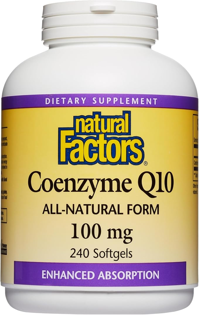 Natural Factors Coenzyme Q10 - Antioxidant Support Supplement Supports Cellular Energy Production - Better Absorption Aids Healthy Heart Function - 100 mg 240 Softgels (240 Servings)