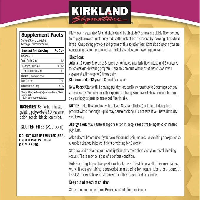 Kirkland Signature Psyllium Fiber 720 Capsules