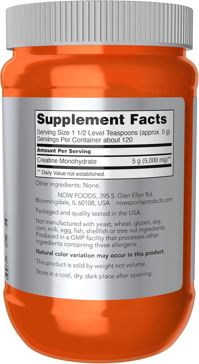 NOW Sports Nutrition Creatine Monohydrate Powder Mass Building*/Energy Production* 21.2-Ounce (Pack of 2)