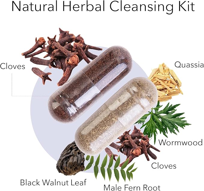 Kroeger Herb Products Wormwood Herb Supplement Kit Black Walnut Clove Quassia Worm Wood Detox Cleanse - Capsules Non-GMO Gluten Free No Preservatives or Fillers Made in USA