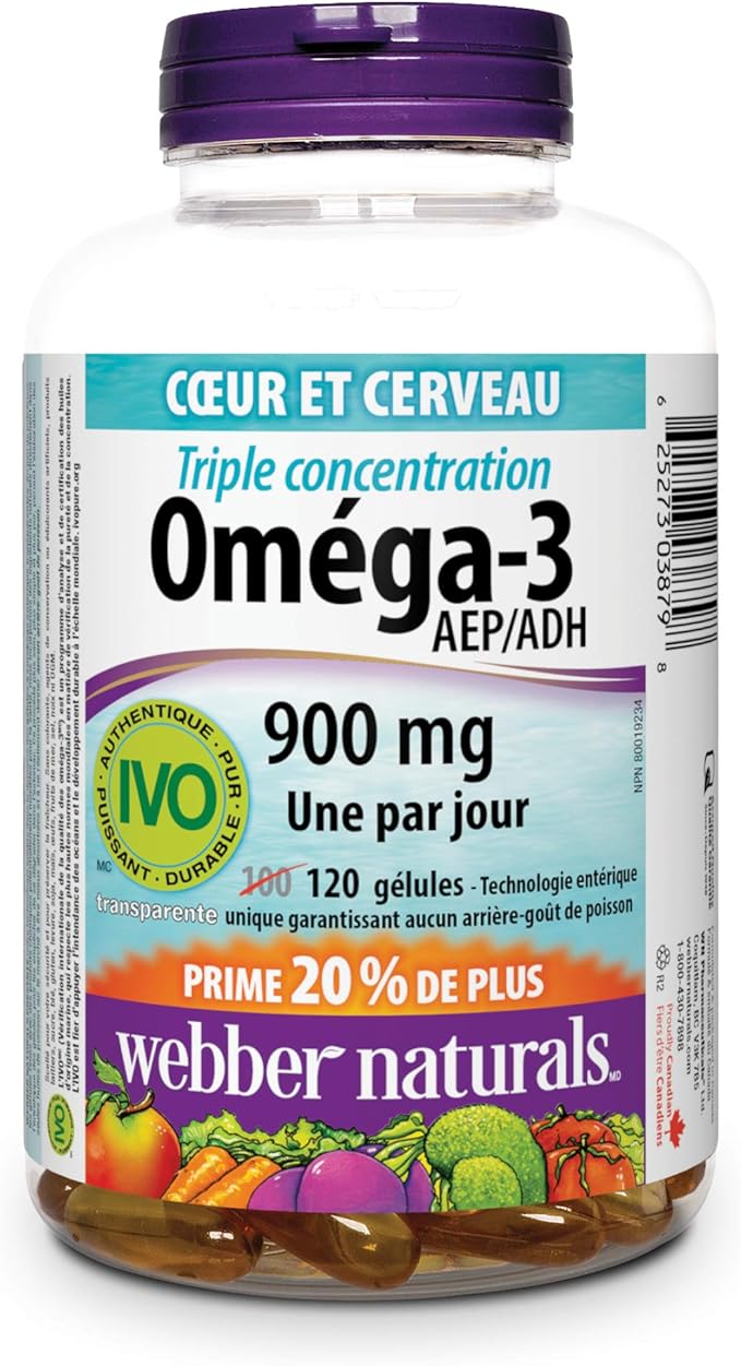 Webber Naturals Triple Strength Omega-3 Value Size 900 Mg Bonus 120-Count