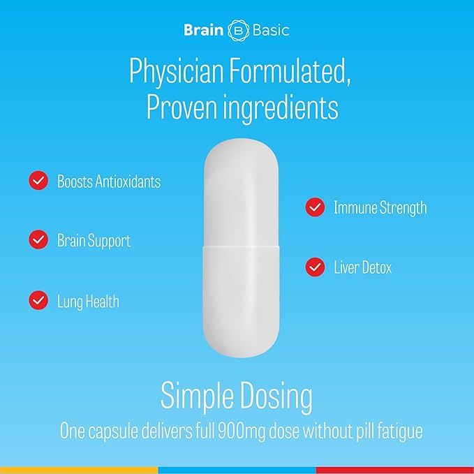 Brain Basics Ultra NAC | Glutathione Precursor Optimize Neurological and Liver Health and Immune Support | 90 Servings