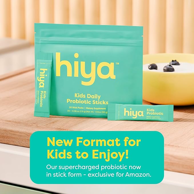 Hiya Kids Probiotic – 10 Billion CFU with Clinically-Studied Strains for Ages 2+ Supports Gut Health &amp Immune 0g Sugar – 20 Stick Packs for Toddlers &amp Kids
