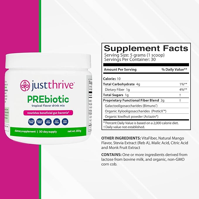 Just Thrive PREbiotic Powder - Digestive and Immune Support Supplement 150 g