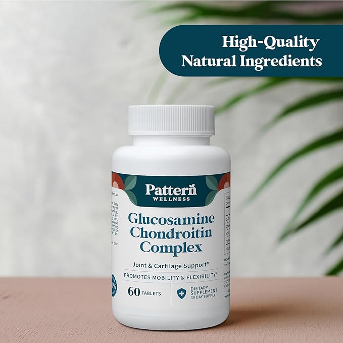Pattern Wellness Glucosamine Chondroitin Complex with MSM &amp Hyaluronic Acid – Supports Joint Cartilage &amp Flexibility Health – 60 Tablets