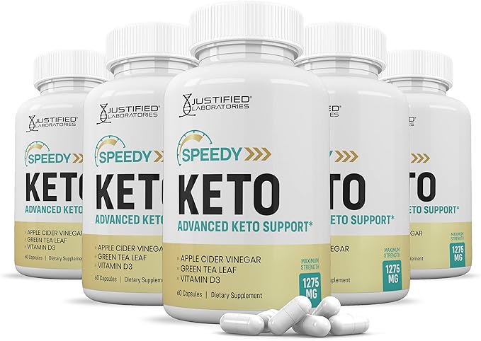 Justified Laboratories (5 Pack) Speedy Keto ACV Pills 1275MG Formulated with Apple Cider Vinegar Keto Support Blend Alternative to Gummies 300 Capsules