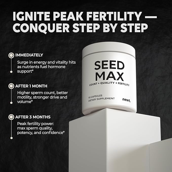 SEED MAX™ Men’s Fertility Supplement – Advanced Male Fertility Support with Maca Tongkat Ali &amp Ginseng – Supports Sperm Count Motility &amp Semen Volume – 90 Capsules (30-Day Supply)