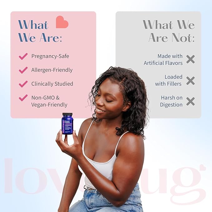 LOVEBUG Prenatal Probiotic Supplement - 7 Probiotics &amp Prenatal Vitamins for Women 20 Billion CFU with Soothing Peppermint Ginger Raspberry Leaf and Lemon Balm. 60 Capsules
