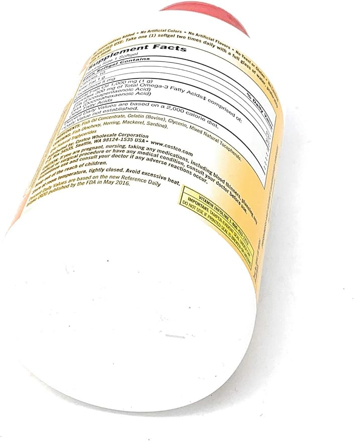 Kirkland Signature Fish Oil Concentrate with Omega-3 Fatty Acids 800 Softgels 1000mg