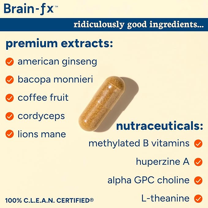 PPO Lab® Brain-fx™ Extended-Release Vitamins for Brain Health Supplement for Memory and Focus with Nootropics BDNF Factor Methylated B Complex L-Theanine Lions Mane Alpha GPC - 120 Capsules