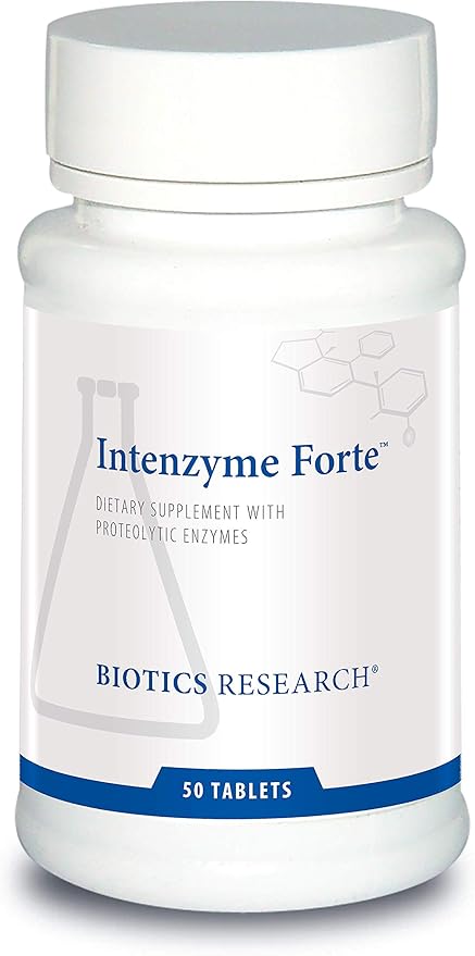 Biotics Research Intenzyme Forte™ Proteolytic Pancreatic Enzymes Pancreatin Bromelain Papain Lipase Amylase–Supplement Supports Healthy Protein Digestion–Immune &amp Circulatory Function 50 Tabl