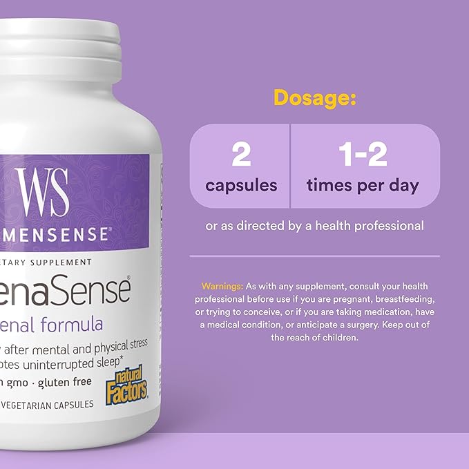 WomenSense AdrenaSense by Natural Factors AdrenaSense Herbal Supplement for Adrenal Support and Stress Relief Vegan Non-GMO 120 Capsules
