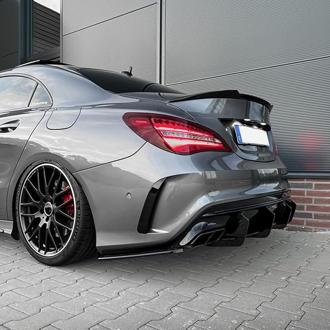 Rear Diffuser Lip Shark Fin for Benz CLA W117 CLA45 AMG 2016-2019 Black