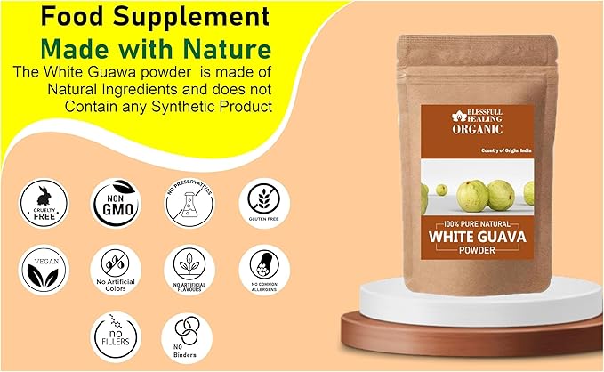Blessfull Healing Organic White Guava Powder 100% Pure Natural 300 Gram / 10.58 oz