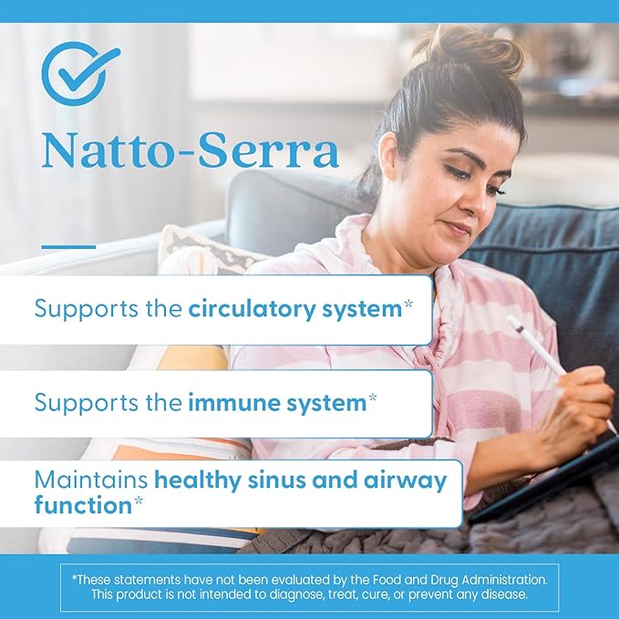 Doctor's Best Natto Serra for Men &amp Women - Nattokinase and Serrapeptase Enzyme Supplement Caps for Circulatory &amp Immune Health Support Optimal Digestive Absorption Non GMO Vegan - 90 Veg