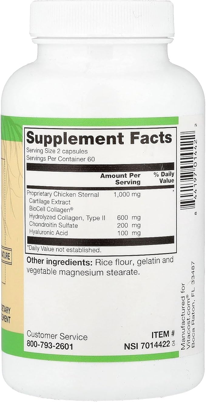 Vitacost Hyaluronic Acid with BioCell Collagen II - 100 mg per Serving - 120 Capsules