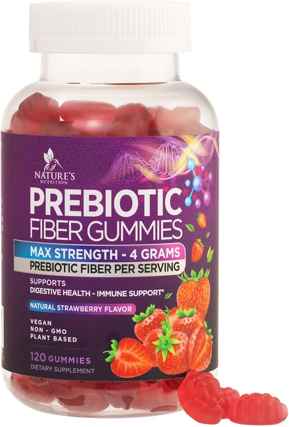 Fiber Gummies For Adults - Daily 3X Strength Soulable Fiber 4g Per Serving Gummy Supplement Prebiotic Gummy Digestive Health Support - Plant Based Fiber Regularity &amp Digestion Support - 120 Gummi