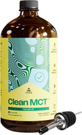 LevelUp Clean MCT Oil - 100% Caprylic C8 for Energy Focus Gut Health Brain Superfuel - Keto Supplement for Ketogenic Coffee and Ketones - Non-GMO (32 oz Glass Bottle)
