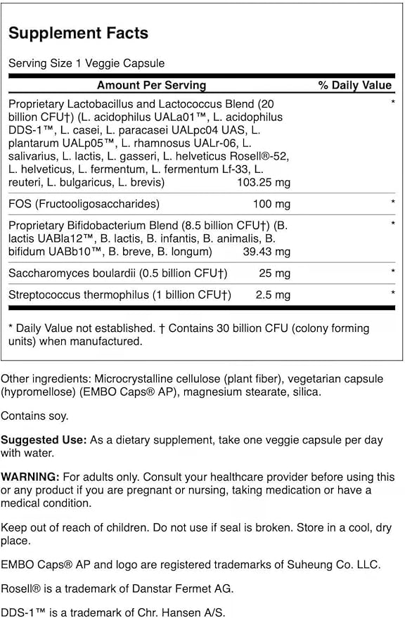 Swanson Ultra Probiotic Complex 30 Billion Cfu 60 Veg Capsules (3 Pack)
