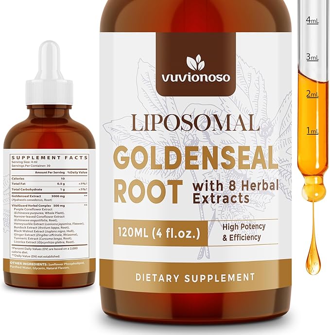 Golden Seal Tincture 3000mg - Goldenseal Root for Immune &amp Lung Care - Sugar-Free Vegan Fast Absorbing - Echinacea &amp Goldenseal Liquid Extract 120 mL (2 Pack)