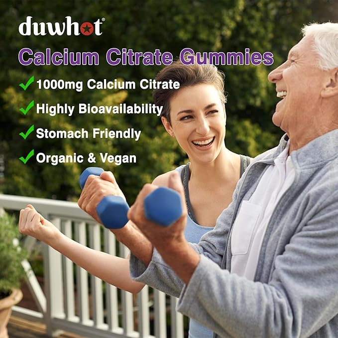duwhot Calcium Citrate Gummies Chewable Calcium Citrate 1000mg For Bone Muscle &amp Immune Support High Absorption Calcium Supplements for Women &amp Men Kids Blueberry Flavor Vegan Organic