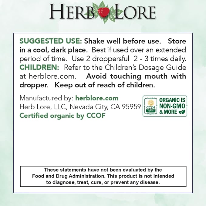Herb Lore Iron Tonic - Organic Liquid Iron Drops Supplement for Kids &amp Women - Baby Infant &amp Toddler Friendly - Plant Based Vegan Gentle Non Constipating Herbal Tincture (4 fl oz)