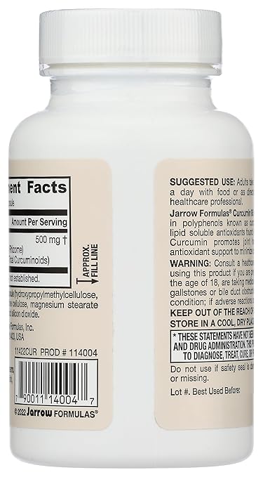 JARROW FORMULAS Curcumin Vegetarian Capsules 500 mg 60 CT