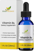 Liquid Vitamin B5 Drops Pantothenic Acid Supplement Alcohol Free Vegan Non-GMO Liquid Formula 1 Fl Oz